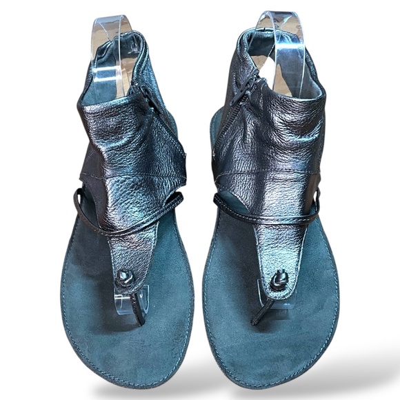 AEROSOLES Genuine Leather Gladiator Thong Sandals Side Zip Suede Footbed US 10 - Picture 3 of 8